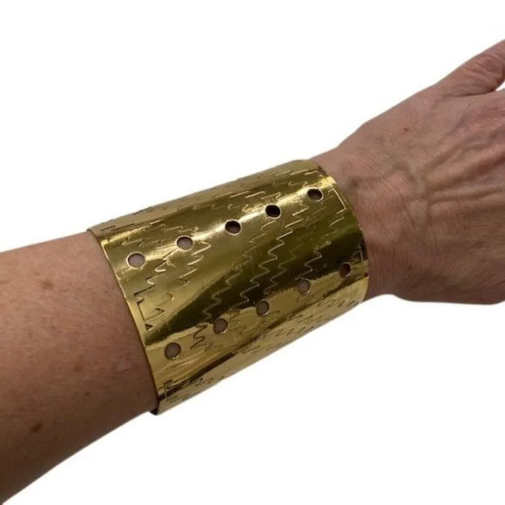 Elegant Engraved Brass Cuff — image 3 of 4